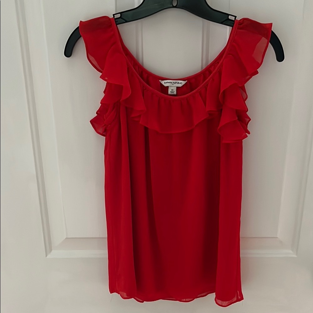 Banana Republic Red-Orange Ruffle Top